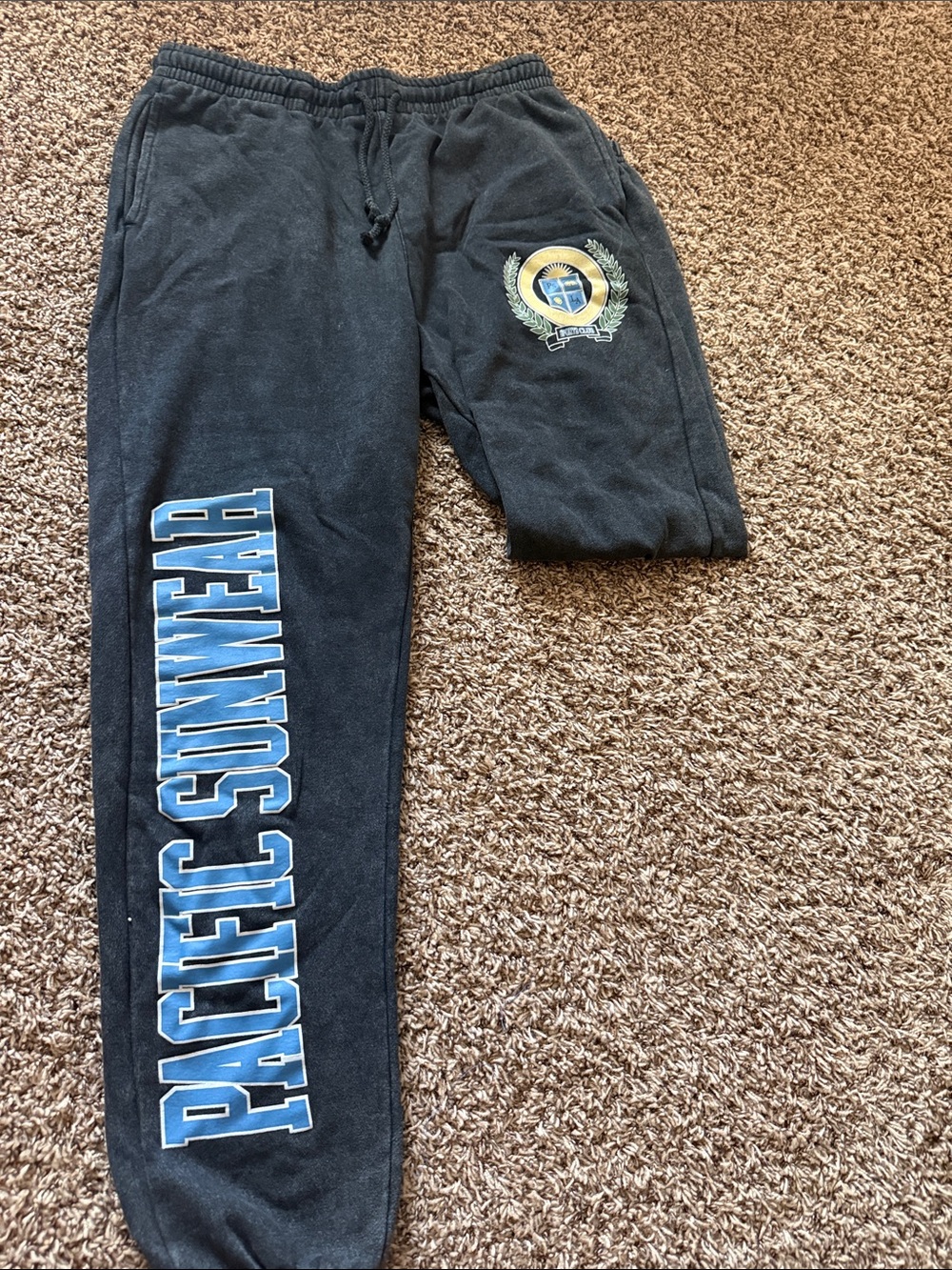 PacSun Black Track Joggers with Blue Logo